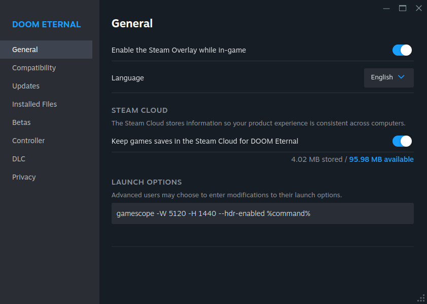Doom Eternal launch options